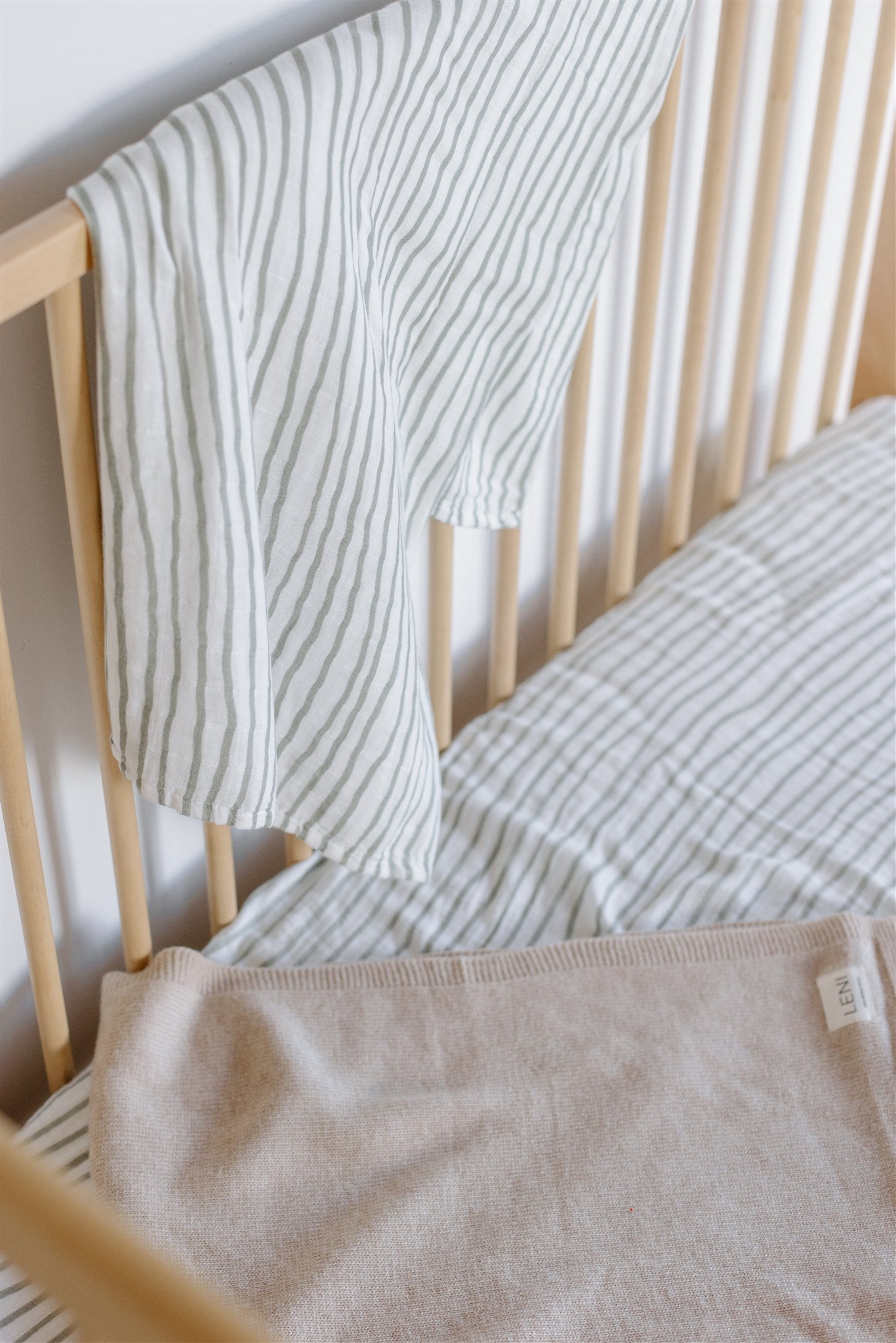 Muslin Swaddle Blanket | Moss Stripe