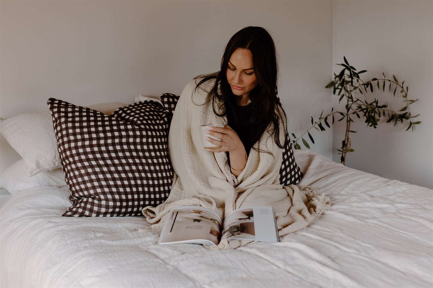 Organic Euro Pillowcase | Choc Gingham