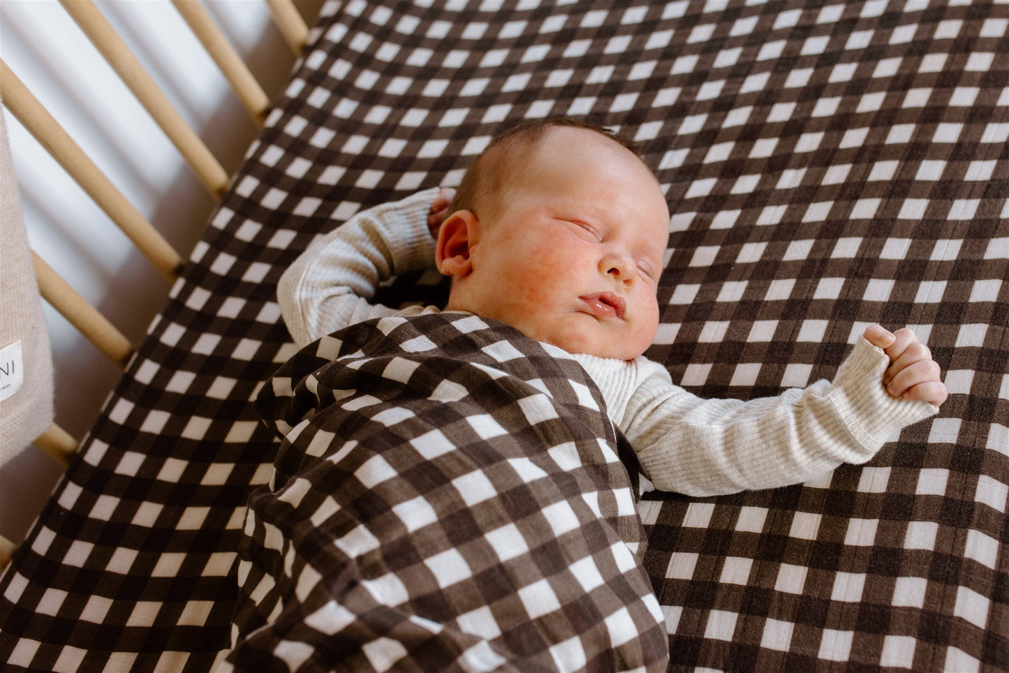 Muslin Swaddle Blanket | Choc Gingham