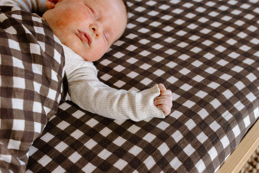 Fitted Cot Sheet | Choc Gingham