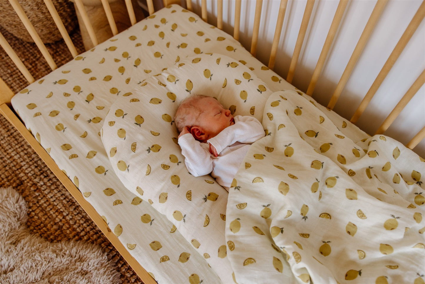 Fitted Cot Sheet | Lemon