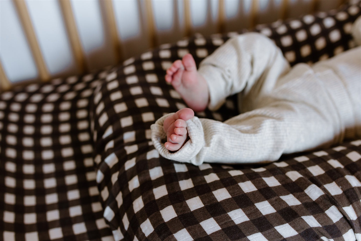 Fitted Bassinet Sheet | Choc Gingham