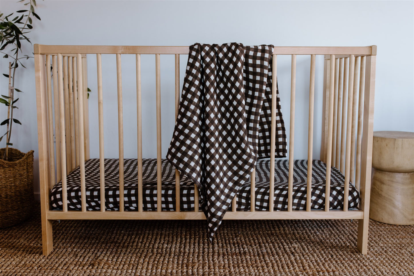 Muslin Swaddle Blanket | Choc Gingham