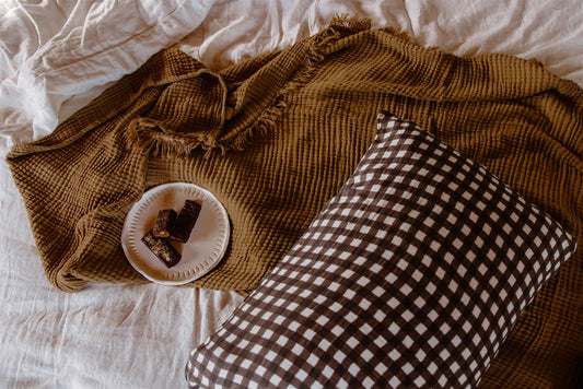 100% Muslin Pillowcase | Choc Gingham