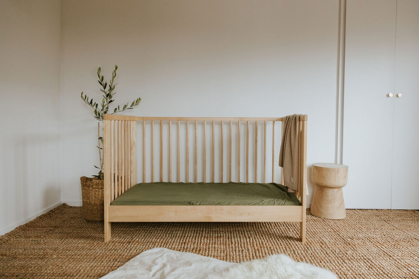 Fitted Cot Sheet | Olive