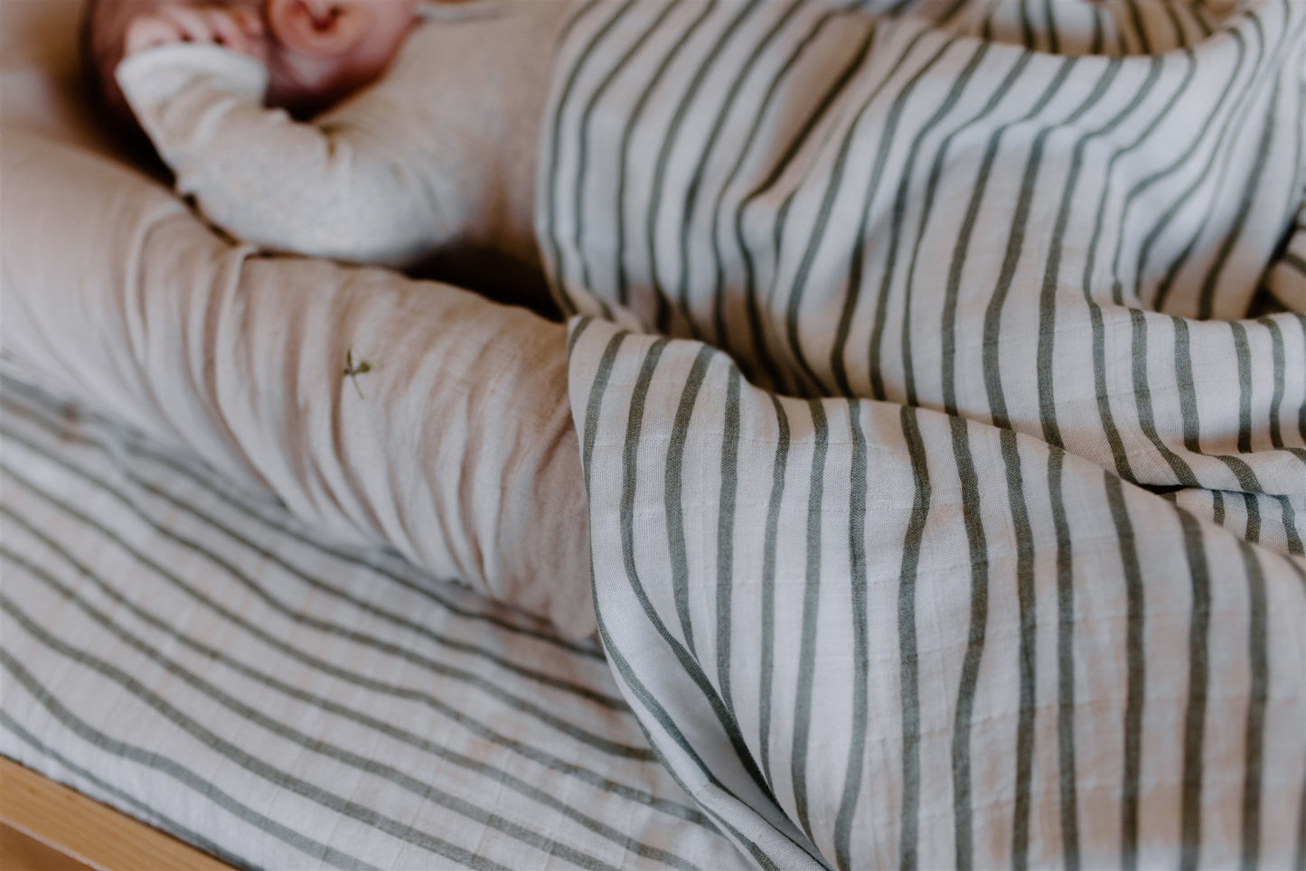 Muslin Swaddle Blanket | Moss Stripe